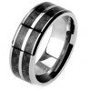 Bague en titane 27 - Lignes fibres de carbone noires