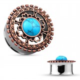 Tunnel en acier centre turquoise couleur bronze