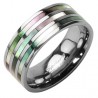 Bague en titane 28 - Trois lignes d'abalone