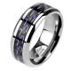 Bague en titane 33 - Fibre de carbone noir et bleu