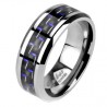 Bague en titane 33 - Fibre de carbone noir et bleu