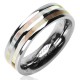 Bague en titane 36 - Deux bandes de nacre