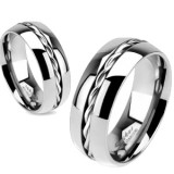 Bague en titane 37 - Grise avec cable