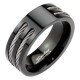 Bague en titane 38 - Noire avec deux cables