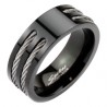 Bague en titane 38 - Noire avec deux cables