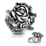 Plug dévissable en acier bouquet de rose