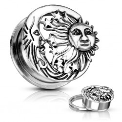 Plug dévissable en acier soleil et lune