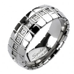 Bague en titane 45 - Style reptile avec zircones