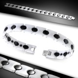 Bracelet céramique 01 - Blanc avec ronds noirs