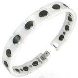 Bracelet céramique 01 - Blanc avec ronds noirs