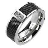 Bague en titane 46 - Centre noir style jean