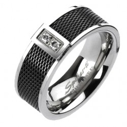 Bague en titane 46 - Centre noir style jean