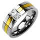 Bague en titane 49 - Zircone rectangulaire gold-ip