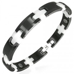 Bracelet céramique 05 - Croix blanches avec noir