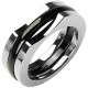 Bague en titane 51 - Bande noire et bords gris