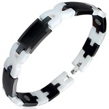 Bracelet céramique 07 - Noir avec barties blanches en X