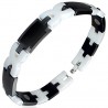 Bracelet céramique 07 - Noir avec parties blanches en X