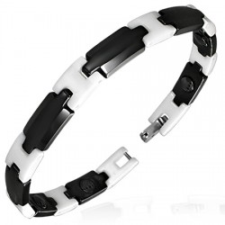 Bracelet céramique 08 - Noir et blanc fin