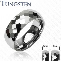 Bague en tungstène 02 - Grise petites facettes