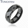 Bague en tungstène 03 - Noire facettes