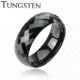 Bague en tungstène 04 - Noire petites facettes