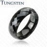 Bague en tungstène 04 - Noire petites facettes
