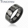 Bague en tungstène 05 - Noire facettes triangulaires