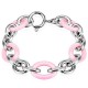 Bracelet céramique 15 - Chaines acier et rose ovales