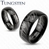 Bague en tungstène 07 - Noire symboles Elfiques