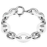 Bracelet céramique 16 - Chaines acier et blanc ovales