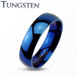 Bague en tungstène 08 - Simple bleue