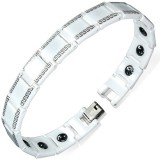 Bracelet céramique 18 - Blanc lignes Grecques