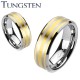 Bague en tungstène 12 - Gold-IP lignes grises