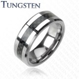 Bague en tungstène 13 - Fibre de carbone noir