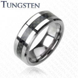 Bague en tungstène 13 - Fibre de carbone noir