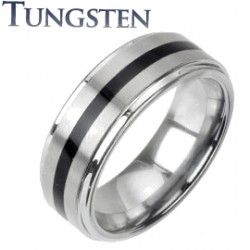 Bague en tungstène 16 - Ligne noire