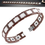 Bracelet céramique 26 - Marron et blanc