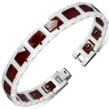 Bracelet céramique 27 - Marron et blanc