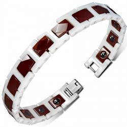 Bracelet céramique 27 - Marron et blanc