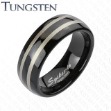 Bague en tungstène 19 - Deux lignes grises