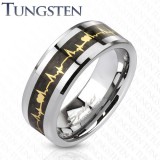 Bague en tungstène 23 - Fibre de carbone et Gold-IP