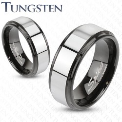Bague en tungstène 25 - Noire et grise
