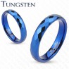 Bague en tungstène 28 - Bleue fines facettes