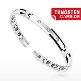 Bracelet en tungstène 03 - Fin argenté et zircones