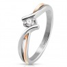 Bague zircones tige gold-ip rose et grise (03)