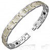 Bracelet en acier 04 - Deux lignes jaunes