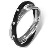 Bague petis zircones sur anneau noir (18)