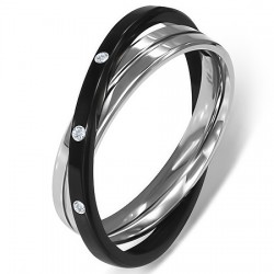Bague petis zircones sur anneau noir (18)