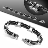 Bracelet en acier 16 - Noir et fine bande grise