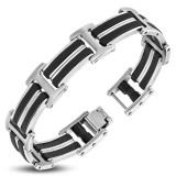 Bracelet en acier 22 - Deux lignes noires